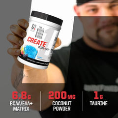 Undefined Nutrition CREATE BCAA/EAA+ scoop dispensing powder for quick post-workout mix.