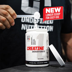 Undefined Nutrition Creatine Monohydrate unflavored powder on kitchen counter