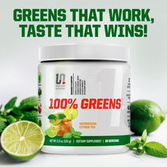 Undefined Nutrition greens citrus tea flavor cup ready for a flavorful sip.