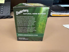 Underberg bottle close-up showing herbal label for aroma appreciation