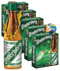 Underberg natural herb bitters pack of five bottles on display for post-meal enjoyment