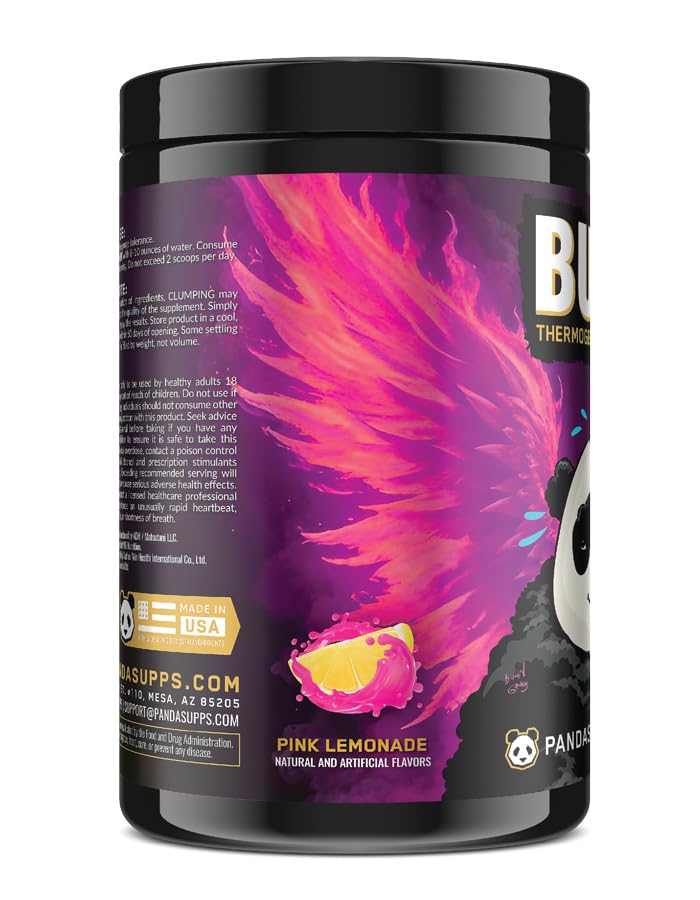 Close-up of Panda BURN MAX label highlighting cognitive support and energy ingredients