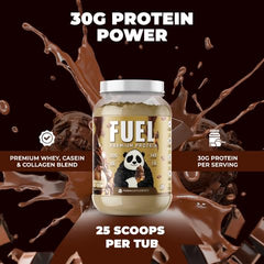 Panda Fuel Chocolate Ice Cream tub with labeling and flavor appeal