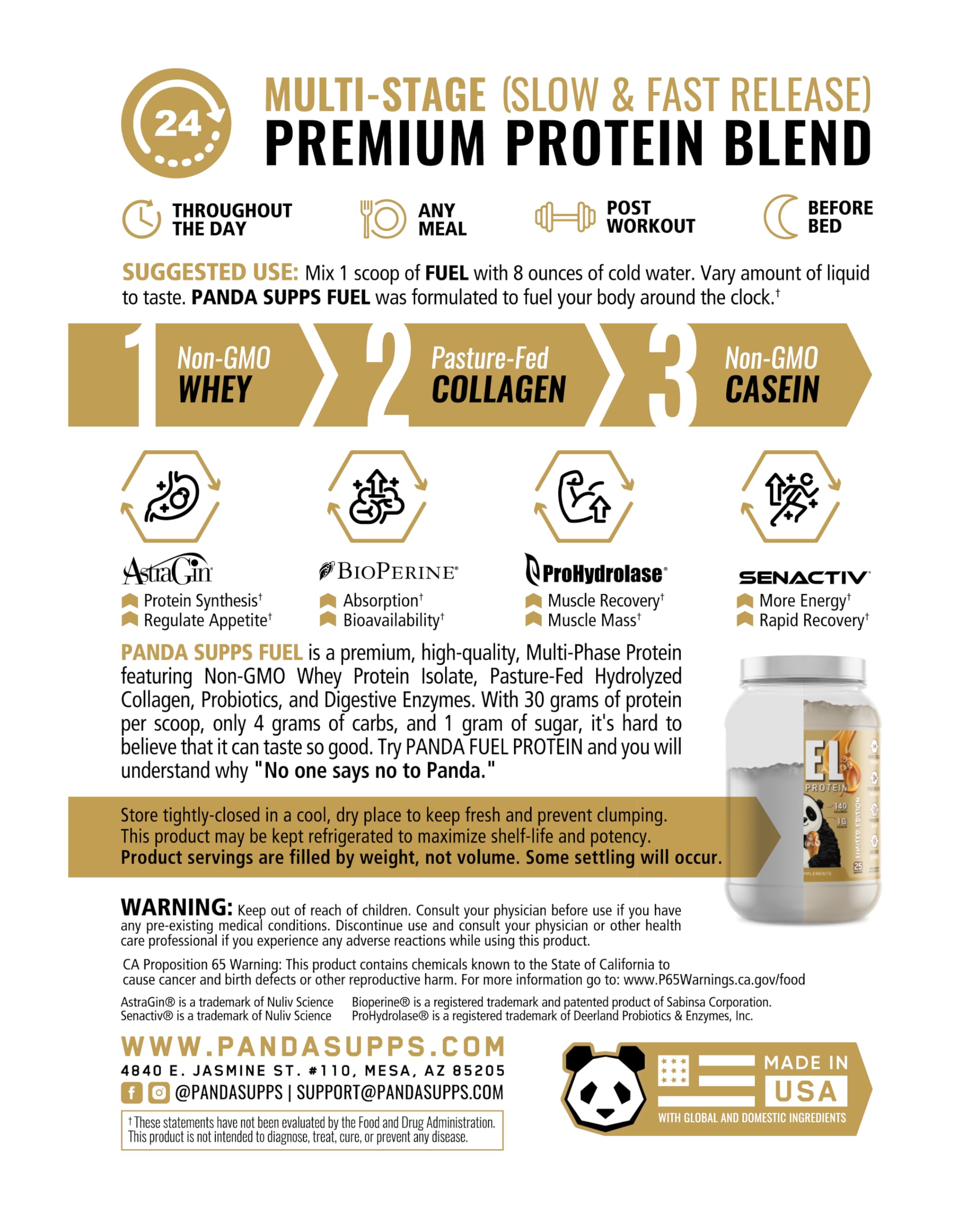Panda Fuel enzymes and probiotics graphic indicating digestion support