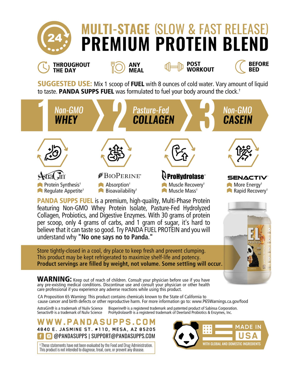 Panda Fuel enzymes and probiotics graphic indicating digestion support
