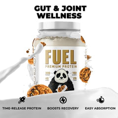 Time-release graphic for Panda Fuel implies gradual nutrient delivery for workouts.