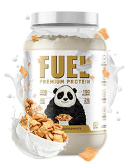 Underground Bio Labs Panda Fuel whey bottle highlights premium protein for post-workout recovery.