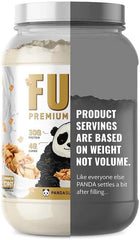 Panda Fuel whey in cup demonstrates creamy texture and flavor intensity.