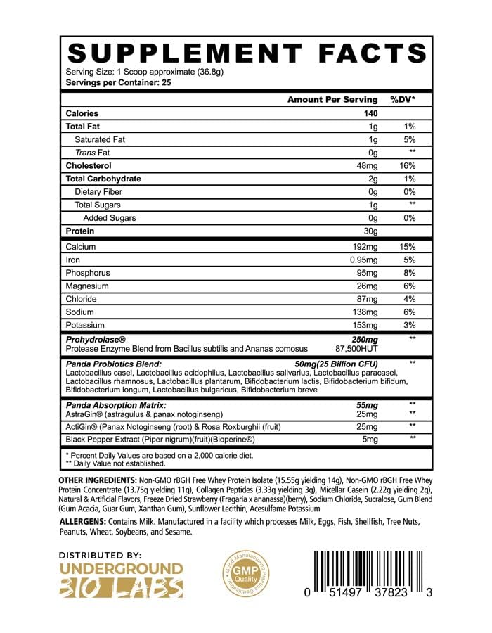 Underground Bio Labs Panda Fuel whey pour demonstrates smooth shake mixability.