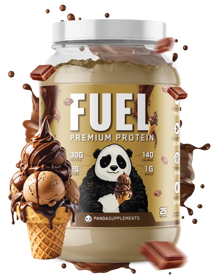 Underground Bio Labs Panda Fuel whey tub showing 30g protein per serving for workouts