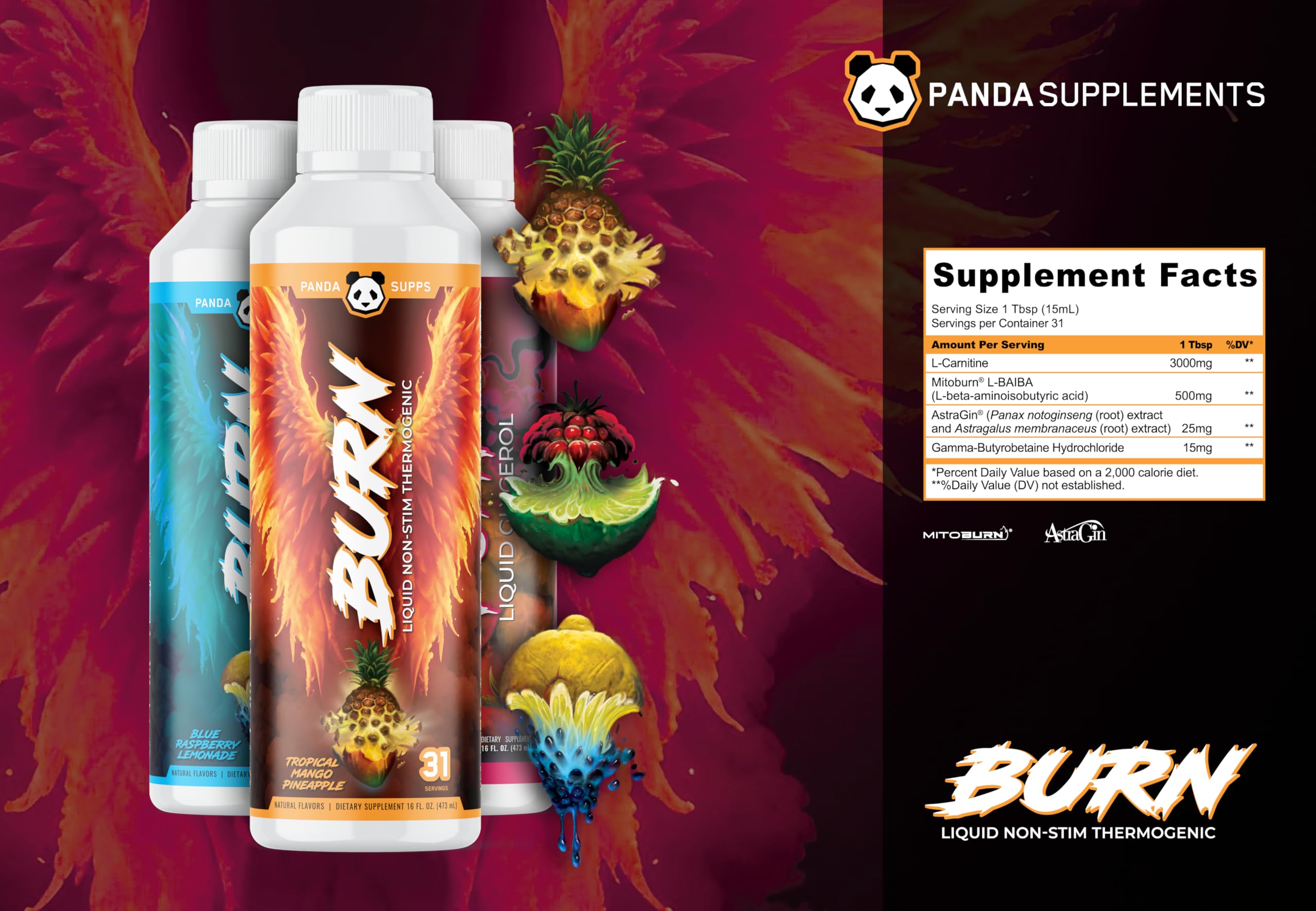 31 servings per bottle detail on Panda Supps label