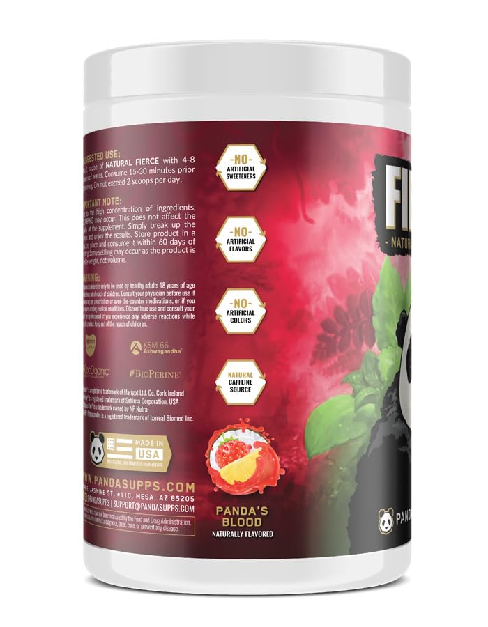 Panda Supps Fierce bottle pour showing electrolytes for hydration during workouts