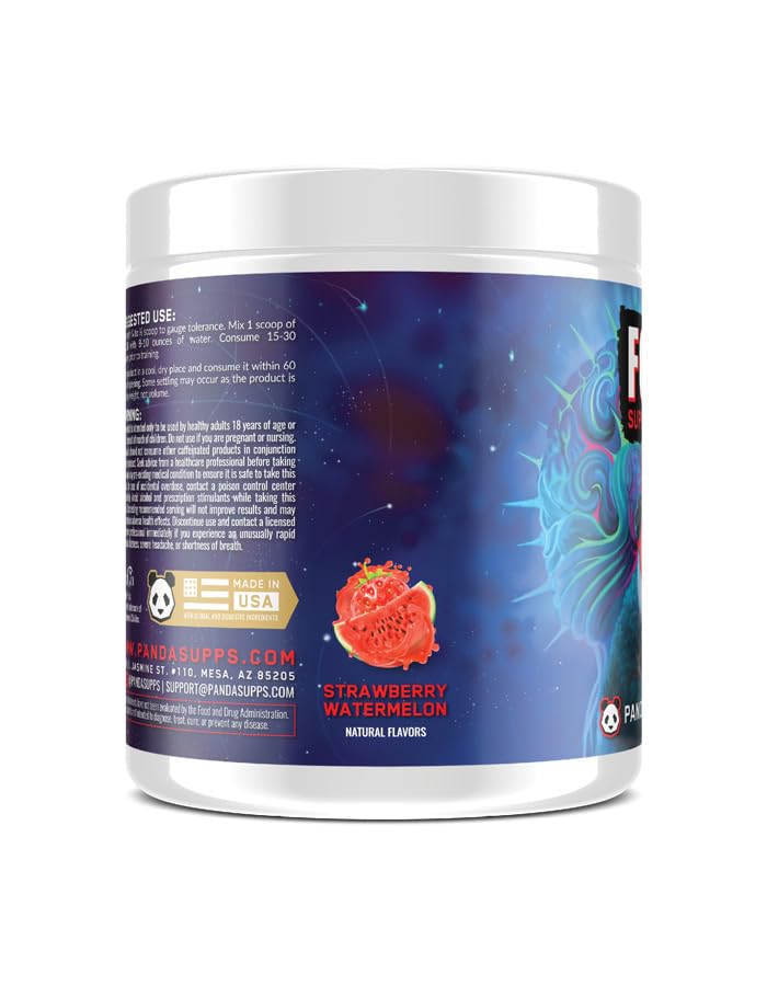 Panda Supps Focus 3.0 ingredients label highlights key benefits.