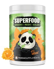Underground Bio Labs Panda Supps Greens bottle with pineapple flavor boosts daily energy.