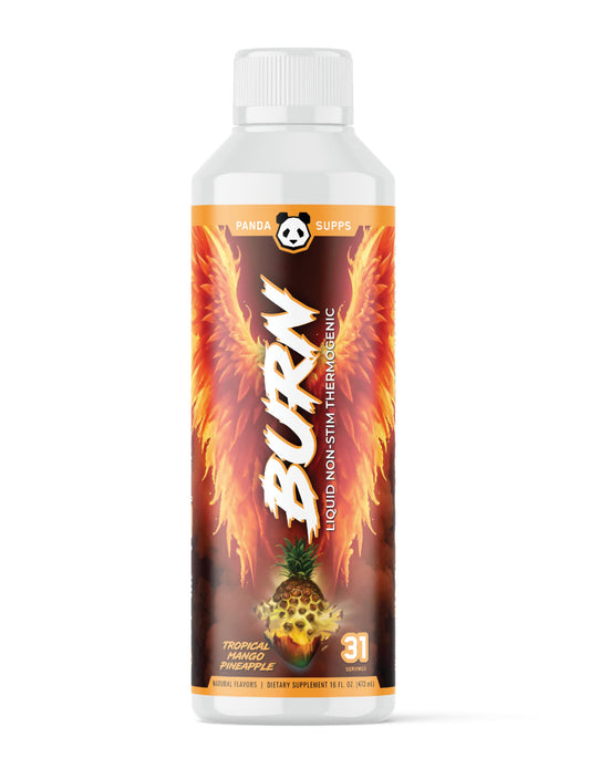 Underground Bio Labs Panda Supps Liquid Burn bottle label highlights energy support.
