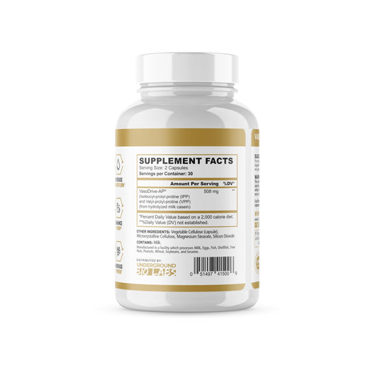 Vasodrive-AP capsules ready for pre-workout use and nitric oxide support.