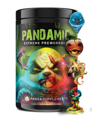Underground Bio Labs Panda Supps Pandamic Extreme pre-workout blue snow cone container quick mixability