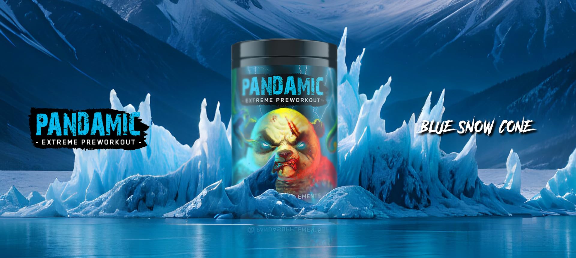 Underground Bio Labs Panda Supps Pandamic Extreme pre-workout blue snow cone serving bold flavor