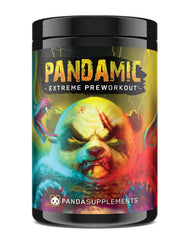 Panda Supps Pandamic Extreme peach flavor jar highlights USA-made GMP production
