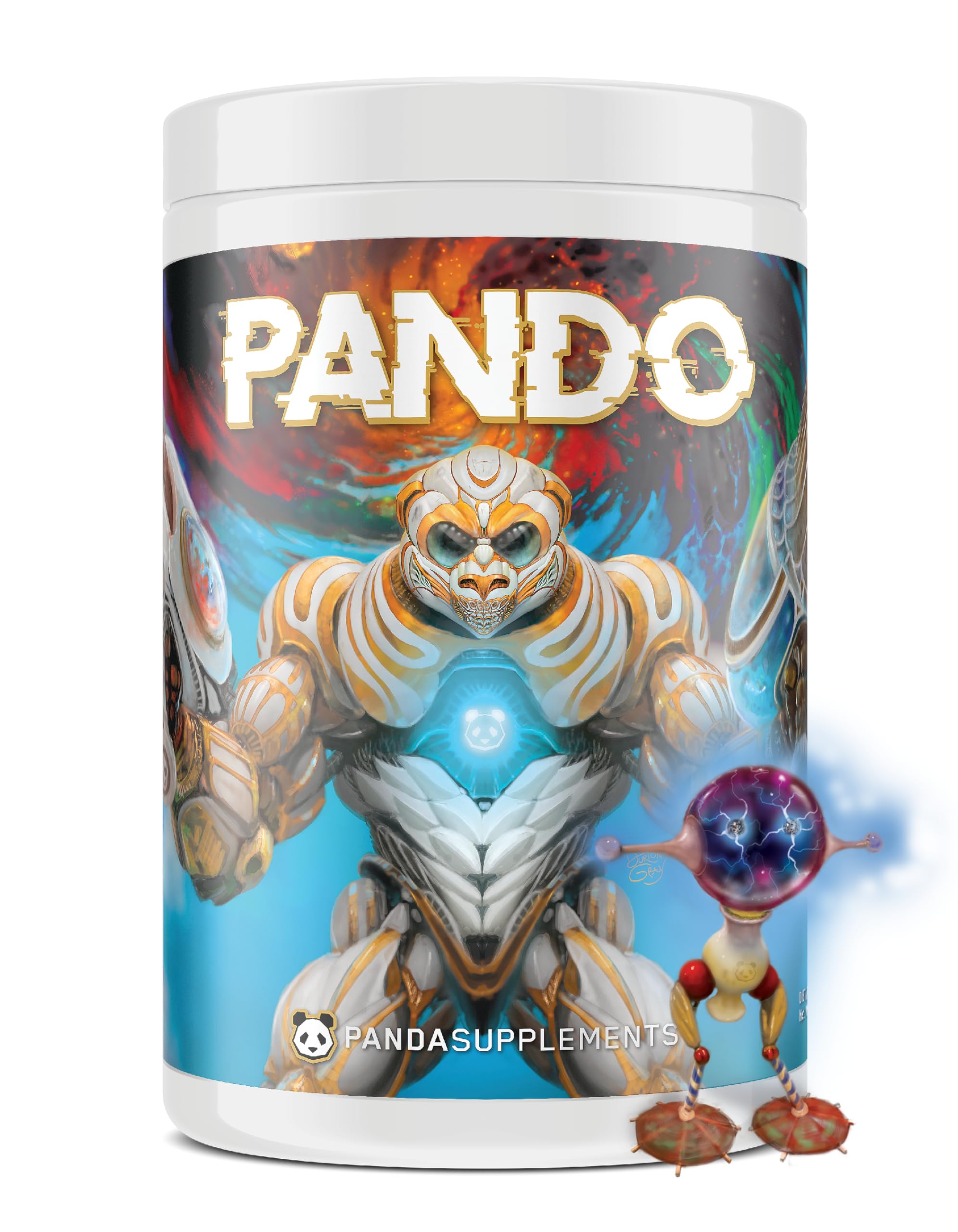 Underground Bio Labs Pando Pre-Workout Electric Blue Colada bottle for quick focus and energy.