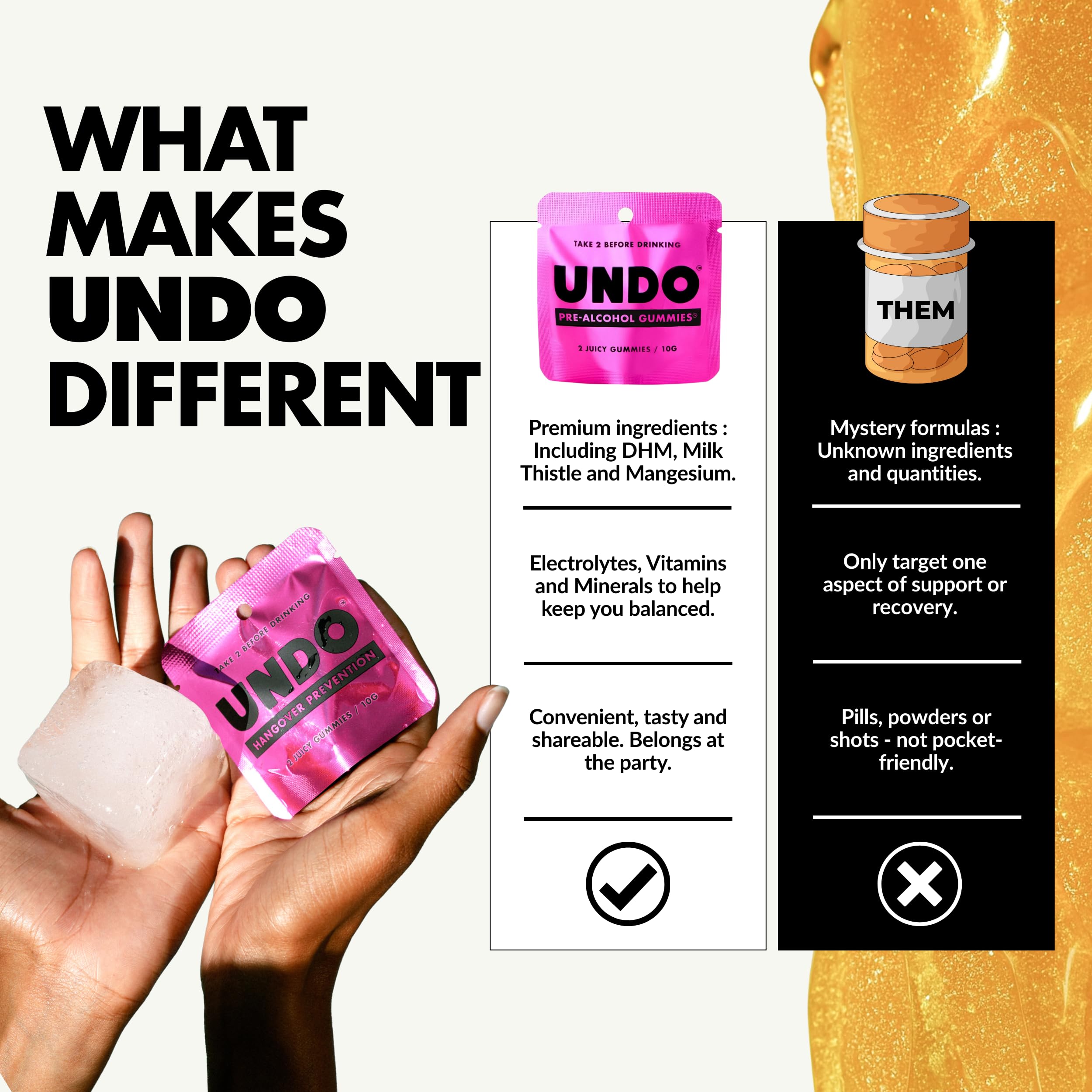 Pocket-sized pack of UNDO Gummies for easy travel