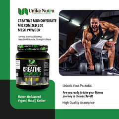 Unike Nutra Pure Creatine Monohydrate scoop measures 5g servings precisely.