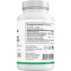 Unique E A.C. Grace ingredients panel reveals natural tocopherol blend composition.