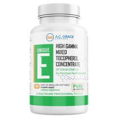 Unique E A.C. Grace mixed tocopherols softgels bottle for cardiovascular support