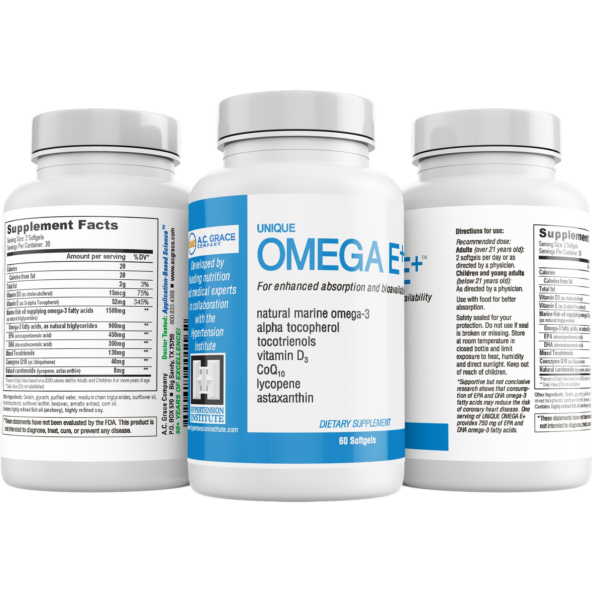 Unique E Omega E+ view of heart-friendly daily nutrition with omega-3.