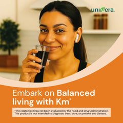 Univera km pour shot shows easy dosing for daily intake.
