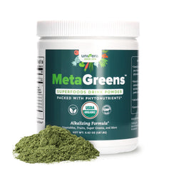 Univera Metagreens bottle-pour shows a convenient daily greens boost.