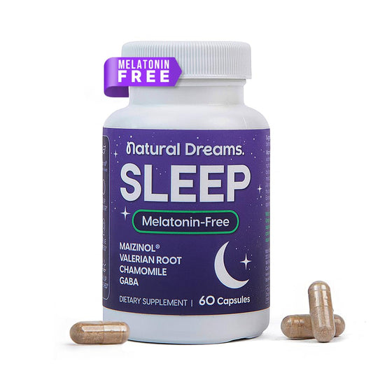 Univera Natural Dreams bottle cap shown for gentle, melatonin-free sleep support.
