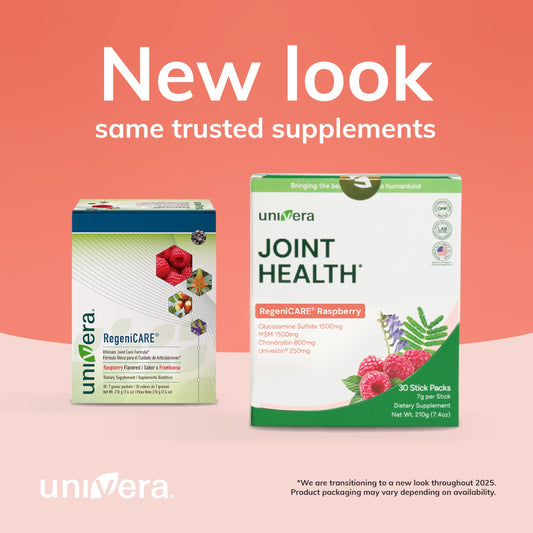 Univera 7g stick pack for convenient on-the-go joint care.