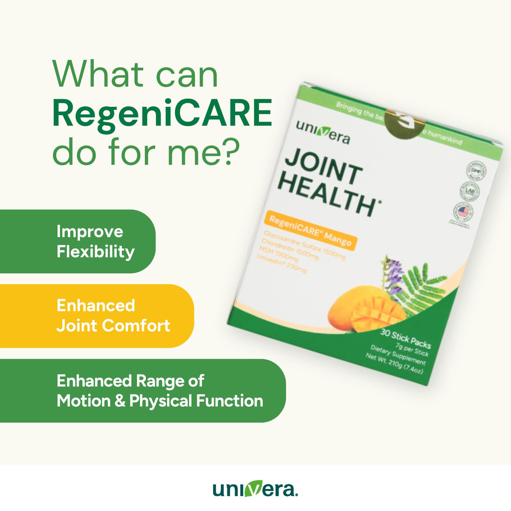 Univera stick pack being opened for easy preparation.