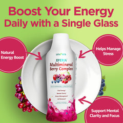 Univera Xperia Concentrate served in a glass for a focused start to the day