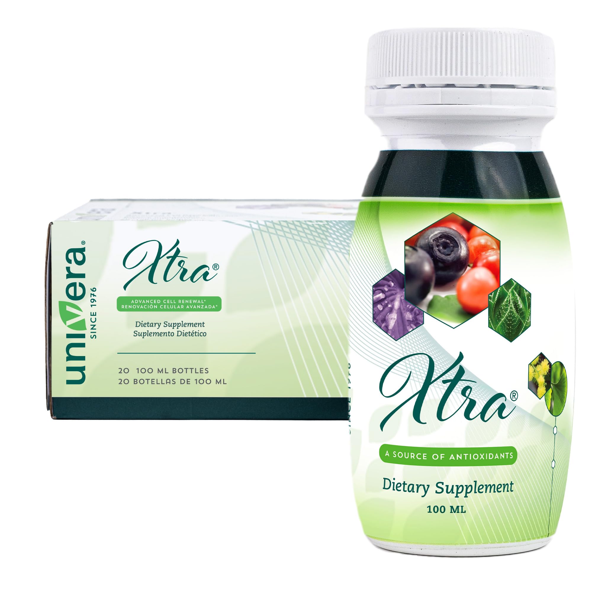 Univera Xtra Minis bottle offers convenient daily focus support.