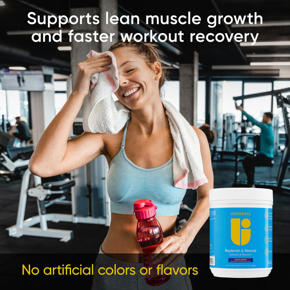 BCAAs ingredient list from Universal U Replenish & Restore emphasizes muscle support