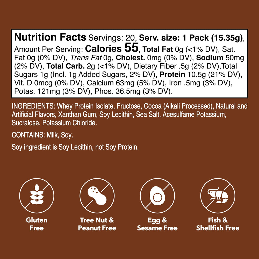 Unjury Chocolate stick-pack opened for easy single-serve use.