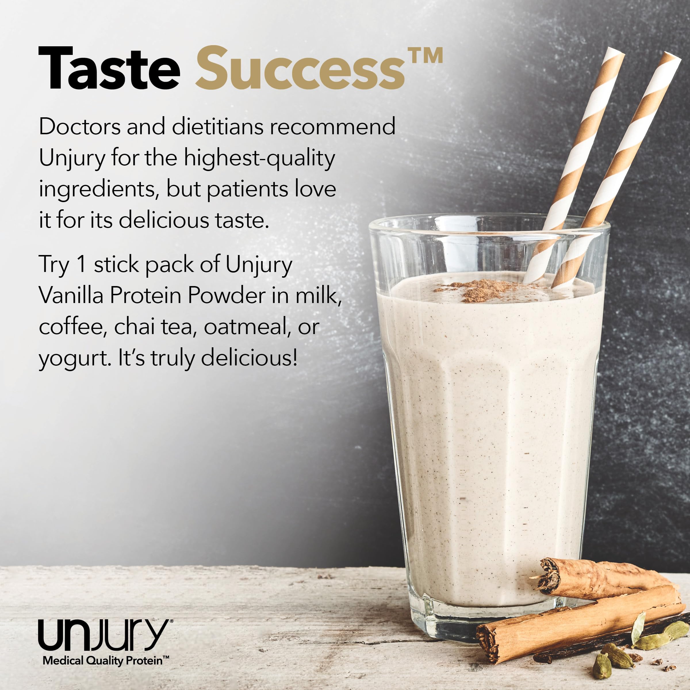North America–sourced whey protein isolates used in Unjury vanilla formula.