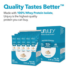 Unjury whey protein shake-mixer blends easily into beverages.
