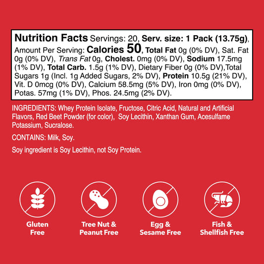 Unjury Strawberry whey isolate powder for fast-mixing protein shakes.