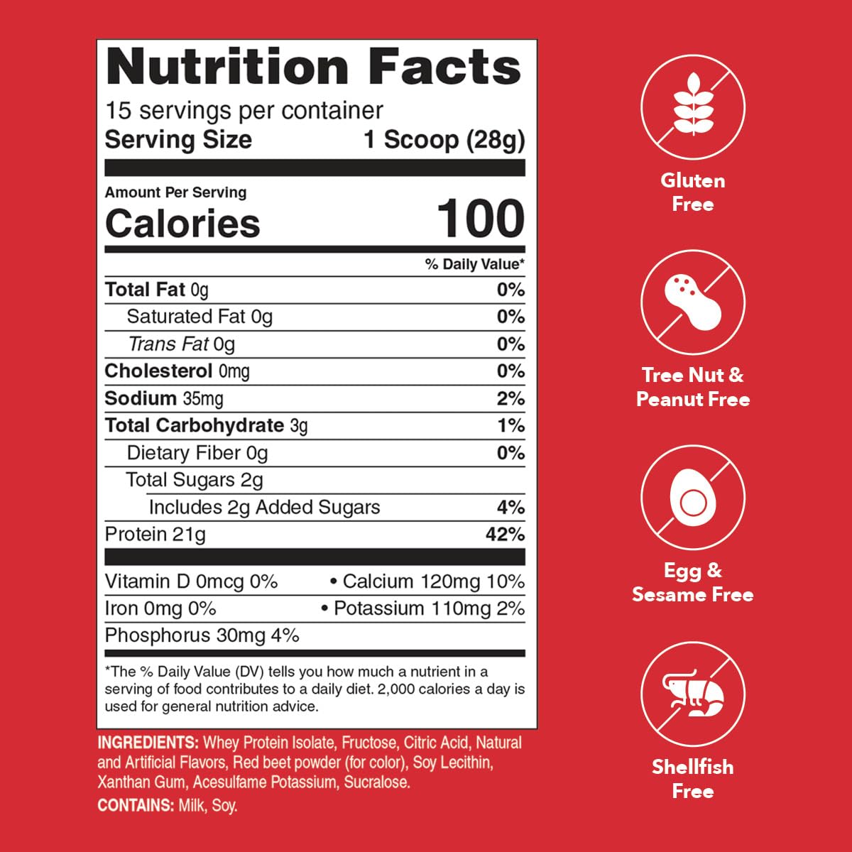 Unjury Strawberry whey powder pour—low carb formula for balanced nutrition.