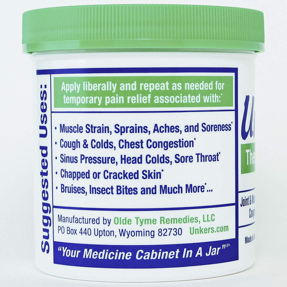 Unkers Therapeutic Salve application on skin demonstrates a creamy texture and comforting warmth.