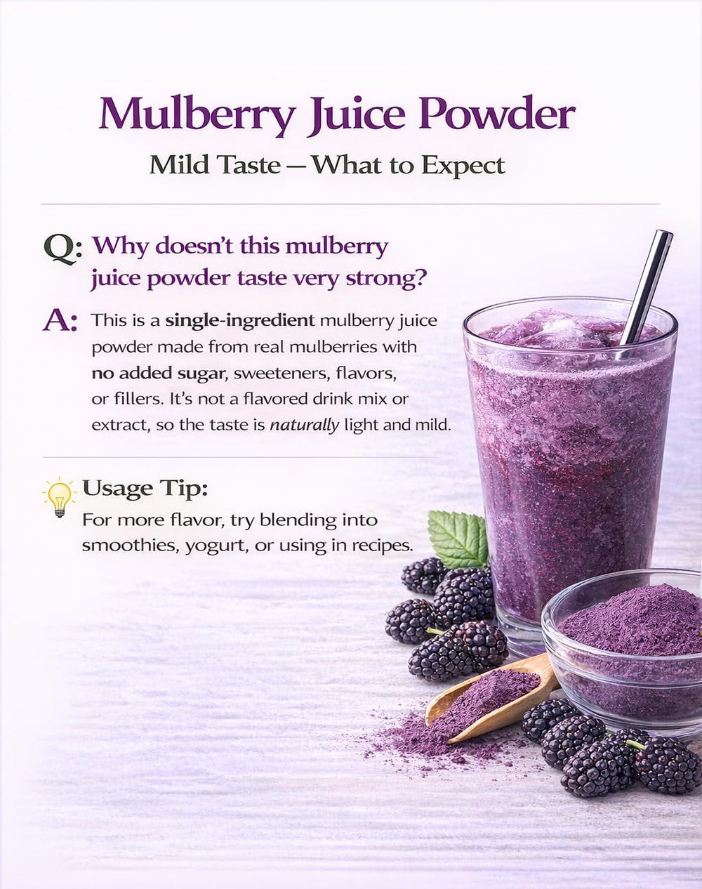 UNLEASH'D ORGANIC Mulberry Juice Powder dissolving in water for a quick wellness boost.