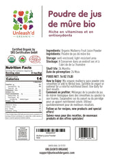 UNLEASH'D ORGANIC Mulberry Juice Powder scoop ready to mix for daily nutrition.