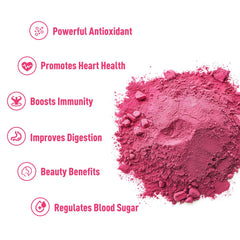UNLEASH'D ORGANIC cranberry juice powder pack closeup highlighting organic processing and color.