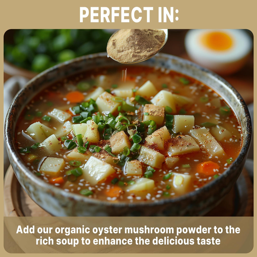 UNLEASH'D ORGANIC oyster mushroom powder nutrition-facts guide for meals