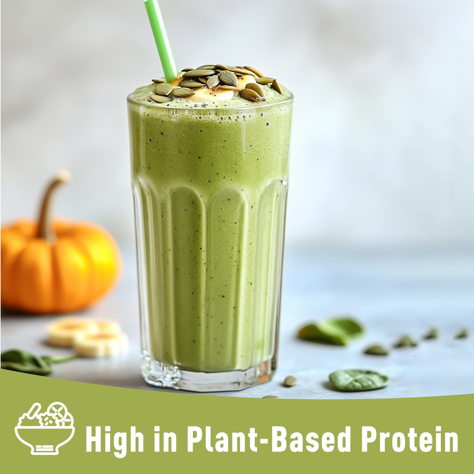 UNLEASH'D ORGANIC pumpkin seed protein texture closeup highlights natural nutty aroma.