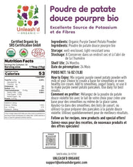 Closeup of scoop with UNLEASH'D ORGANIC Purple Potato Powder for easy portions.
