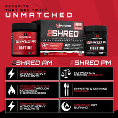 Unmatched 2Shred AM capsules offer convenient daily thermogenesis support.
